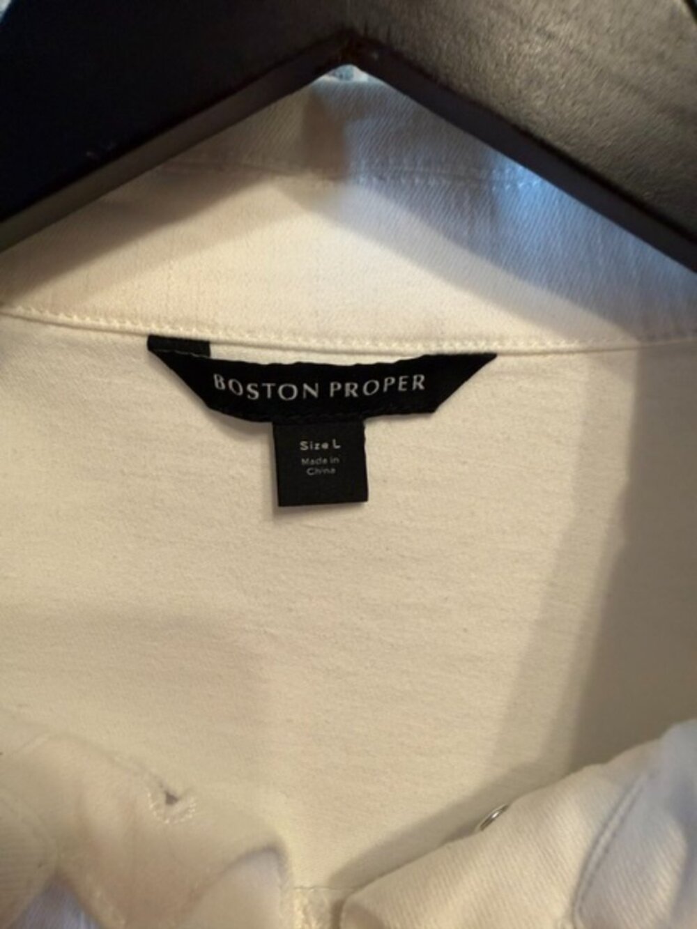 Boston Proper, like new, White Denim W/ gold buttons, Large - Picture 5 of 6